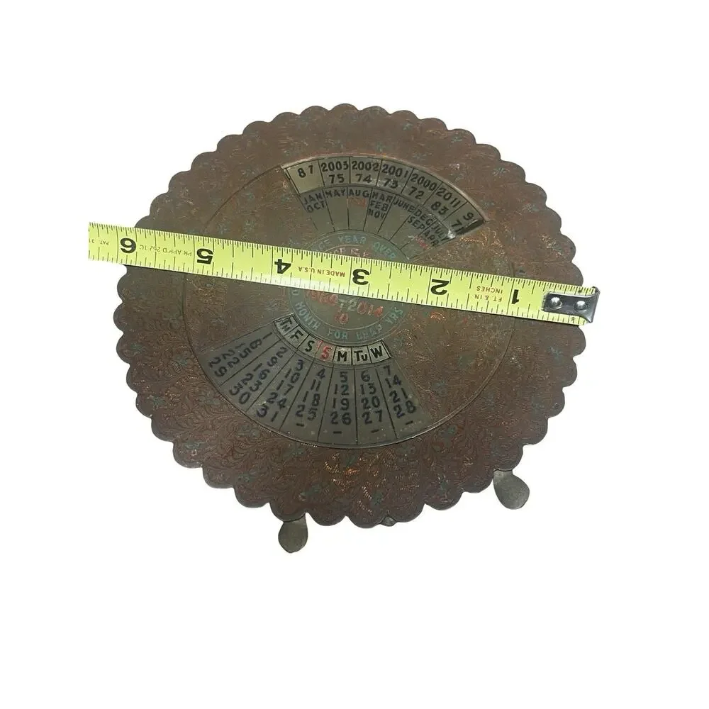 55 Year Perpetual Calendar 1960-2014 Vintage Brass Desk Stand